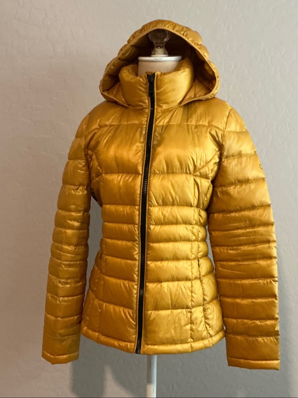 Calvin Klein Quilted Hooded Puffer Jacket - Golden Yellow